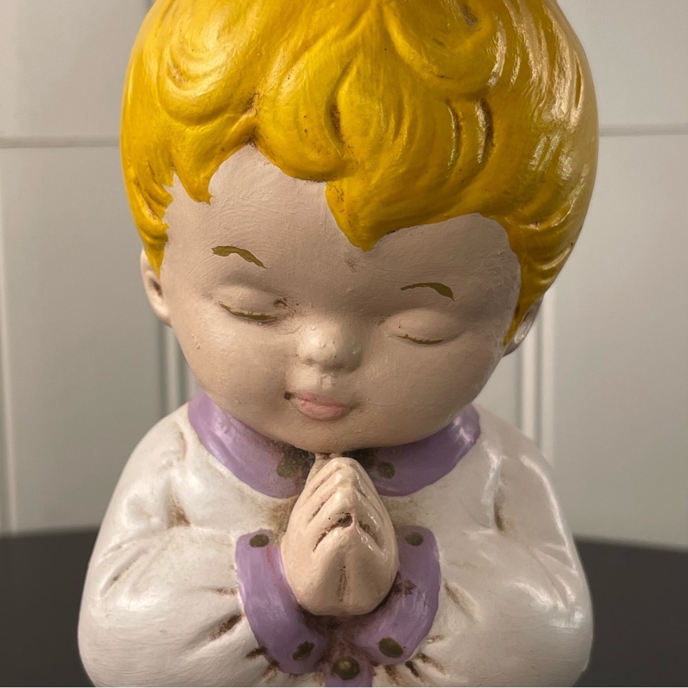 Vintage 1977 Signed Hand painted Figurines Children Boy Girl‎ Kneeling Praying - Picture 6 of 16